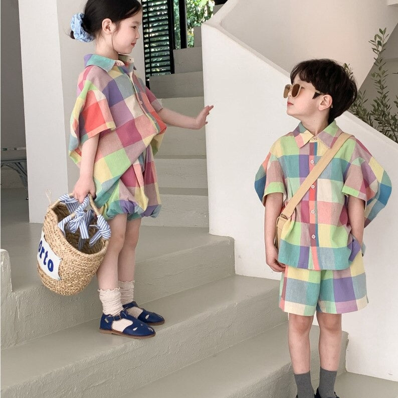 Rainbow Rascals Plaid Set