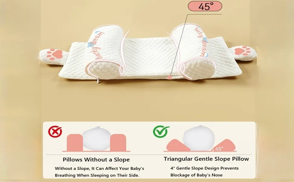 WEIQUEEN Adjustable Baby Head Shaping Pillow - Organic Cotton Anti-Flat Head Syndrome Cushion - Side Sleeper Support for Newborns 0-12 Months