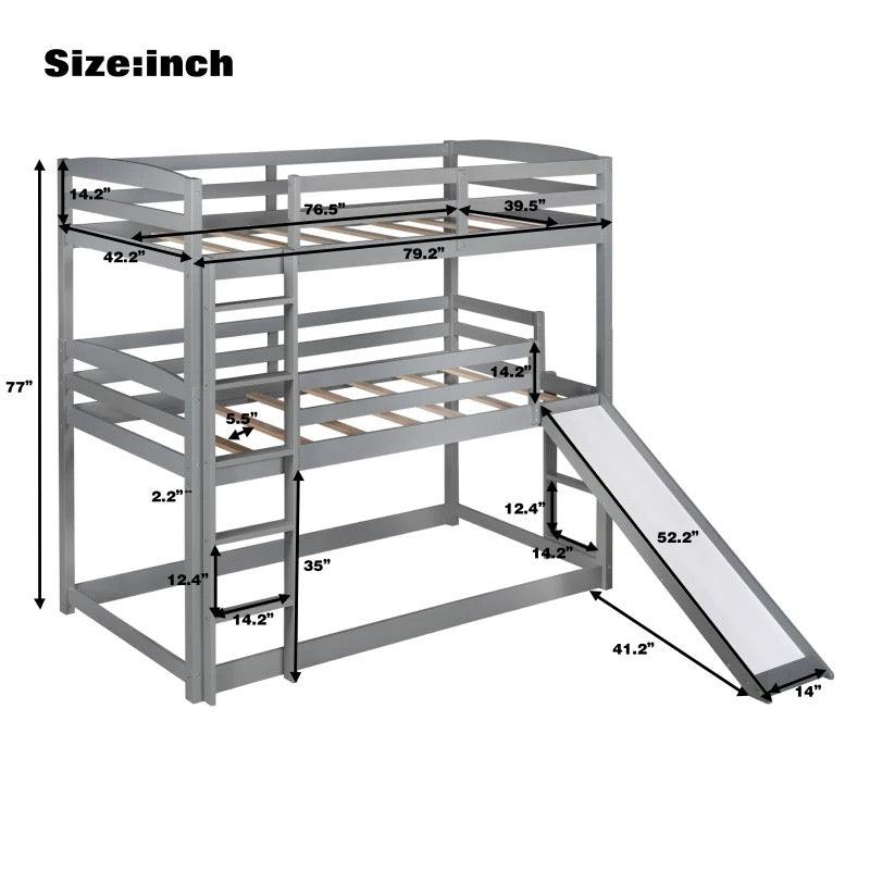 Triple Bunk Bed with Ladder and Slide