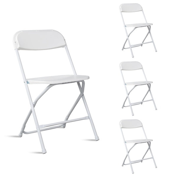 4 Pieces Of White Injection-molded Classic Style Patio Plastic Folding Chairs