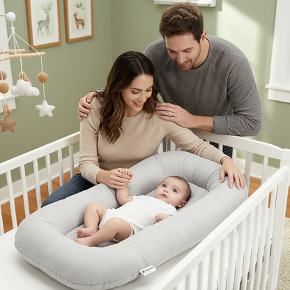 Ultra-Soft Striped Infant Lounger Bed