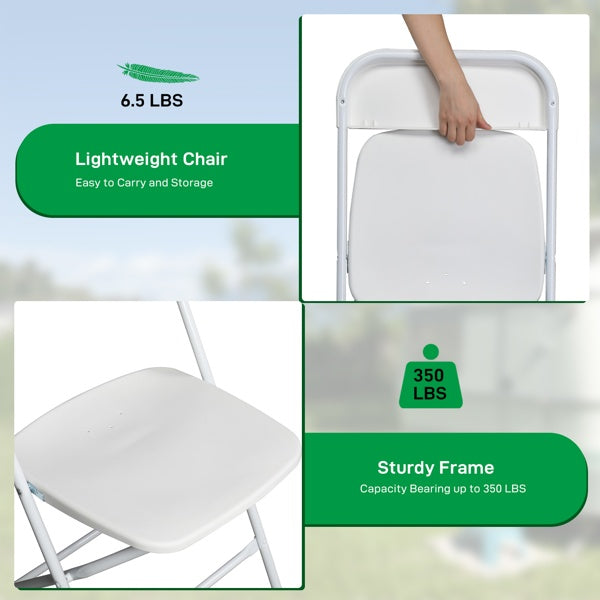 4 Pieces Of White Injection-molded Classic Style Patio Plastic Folding Chairs