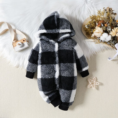 SnuggleCharm™ Premium Plaid Fleece Romper