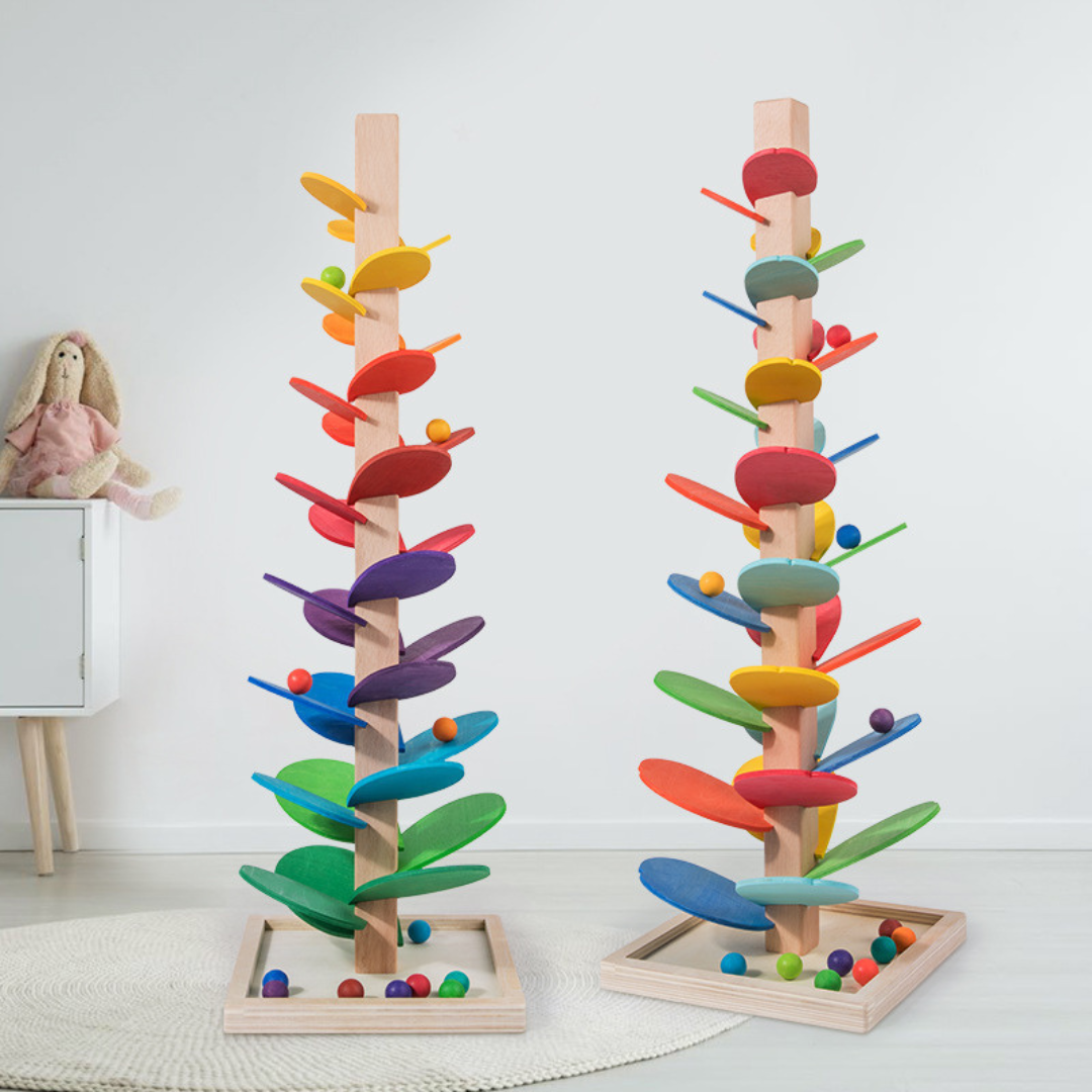 Colorful Wooden Ball Track Tower for Kids – Includes Balls