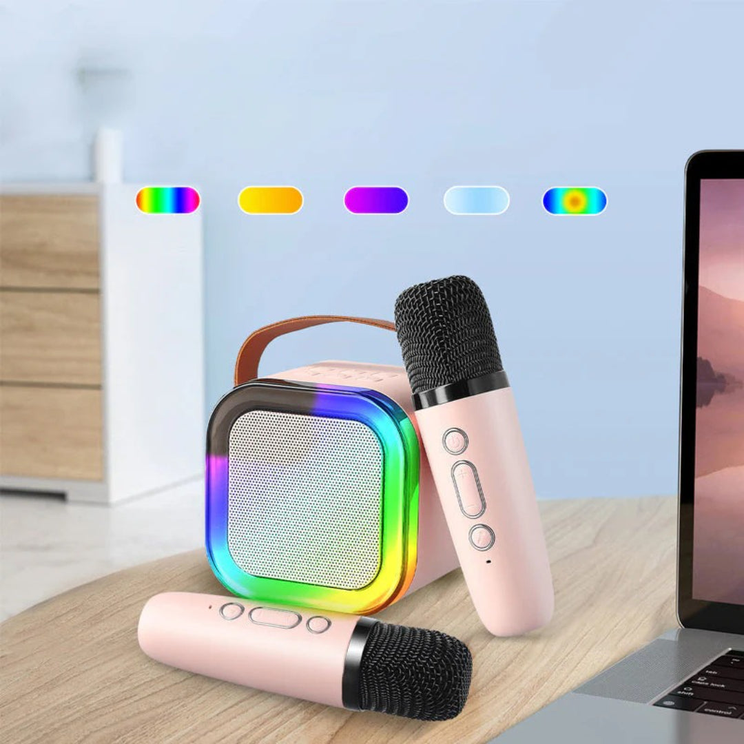 Compact Wireless Karaoke System with Microphone and Speaker