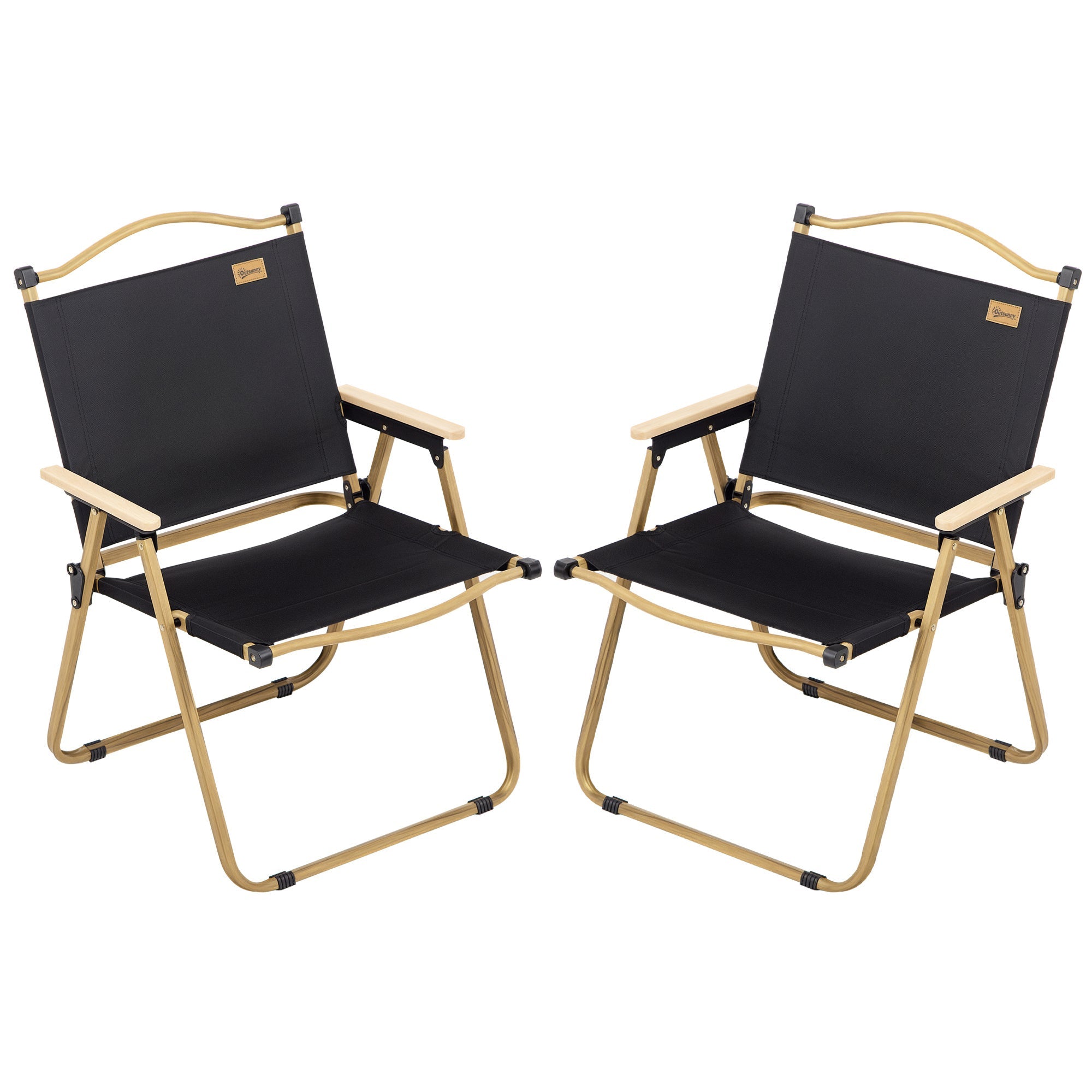 2 Pack Folding Camping Chair, Lightweight & Portable Beach Chairs Armchairs, Perfect for Festivals, Fishing, Picnic and Hiking, Black