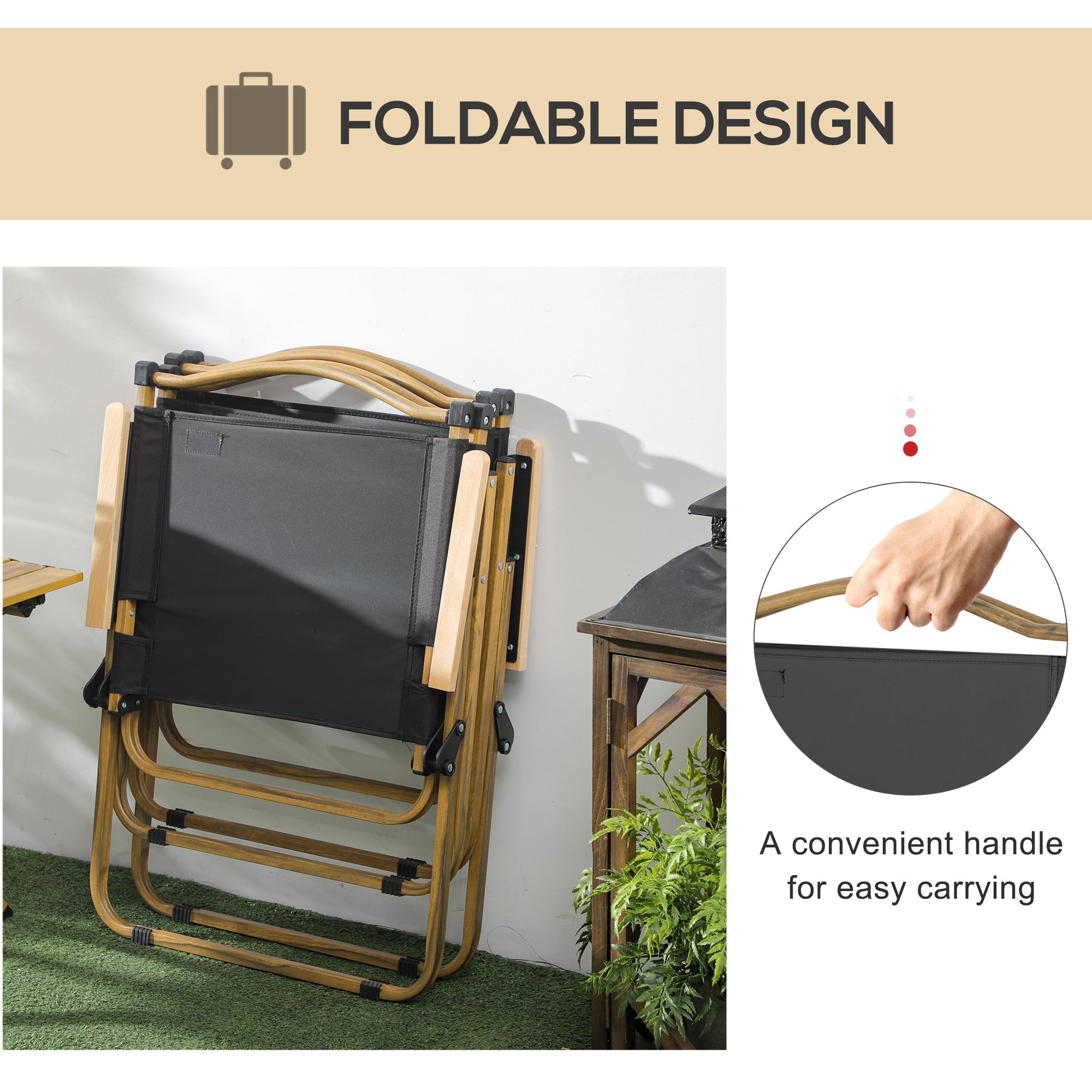 2 Pack Folding Camping Chair, Lightweight & Portable Beach Chairs Armchairs, Perfect for Festivals, Fishing, Picnic and Hiking, Black