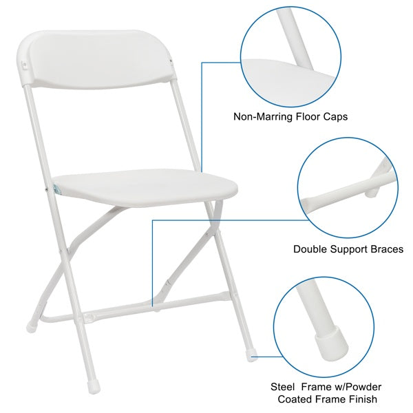 4 Pieces Of White Injection-molded Classic Style Patio Plastic Folding Chairs