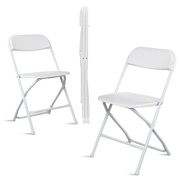 4 Pieces Of White Injection-molded Classic Style Patio Plastic Folding Chairs