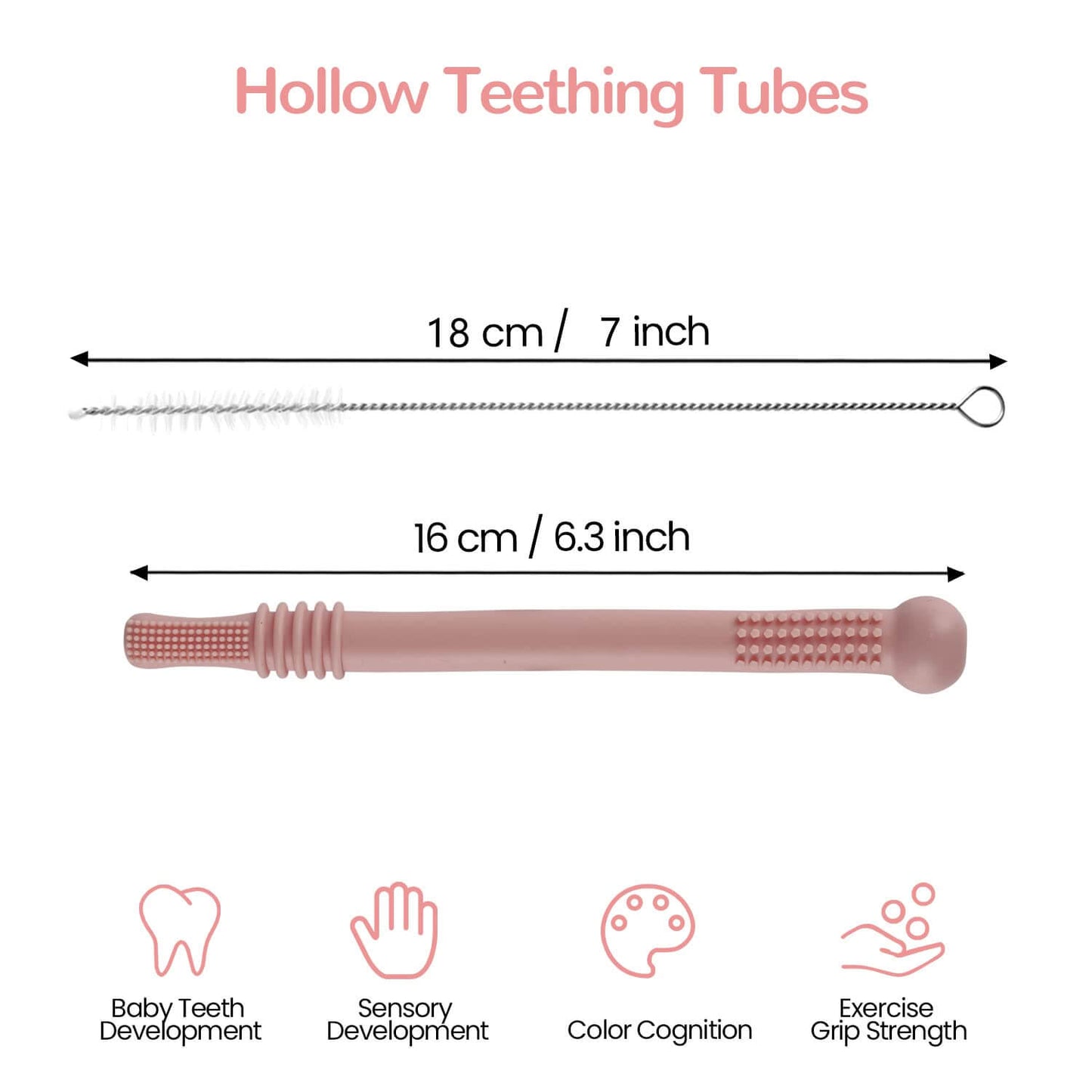Hollow Teether Tube Chew Straw Sensory Toy
