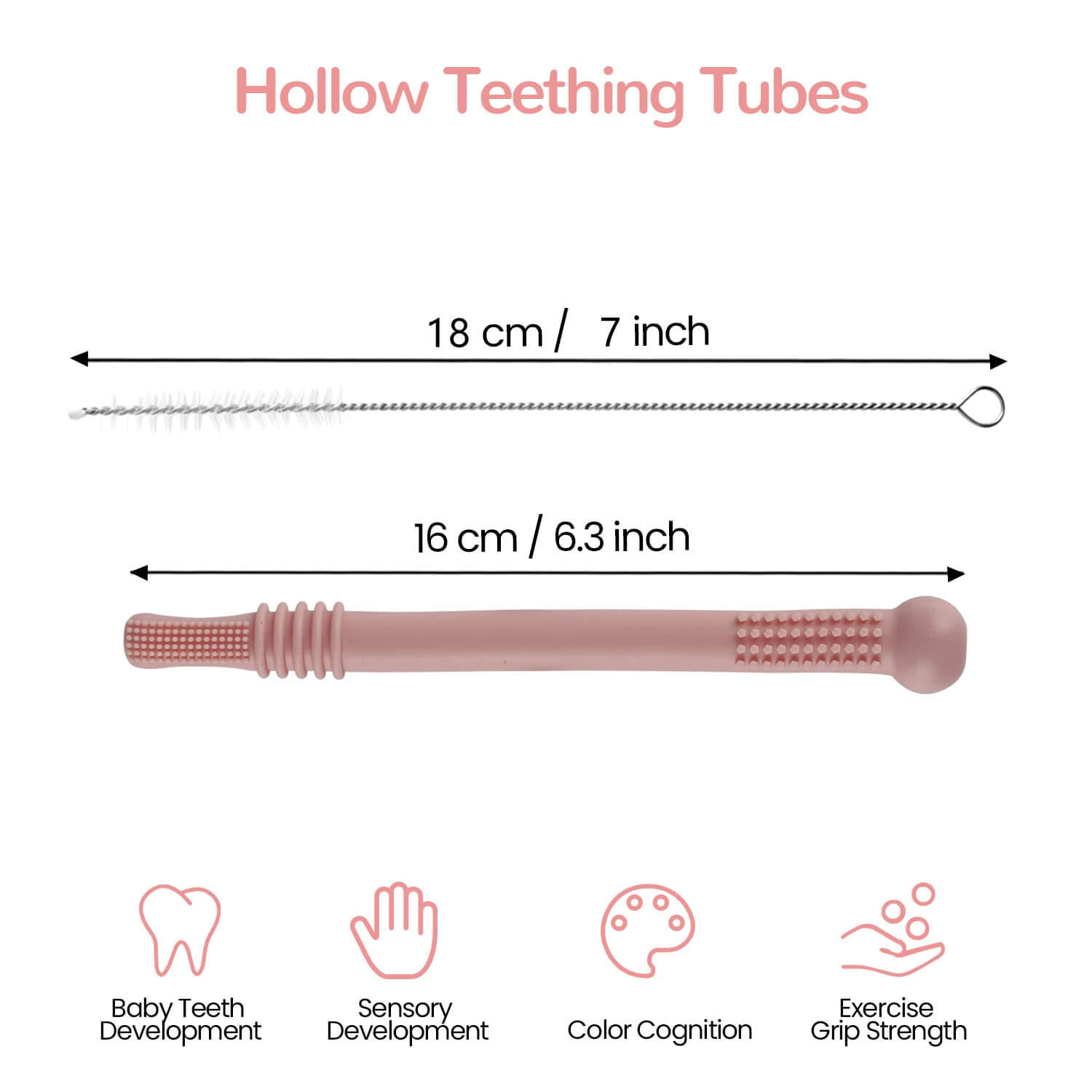 Hollow Teether Tube Chew Straw Sensory Toy