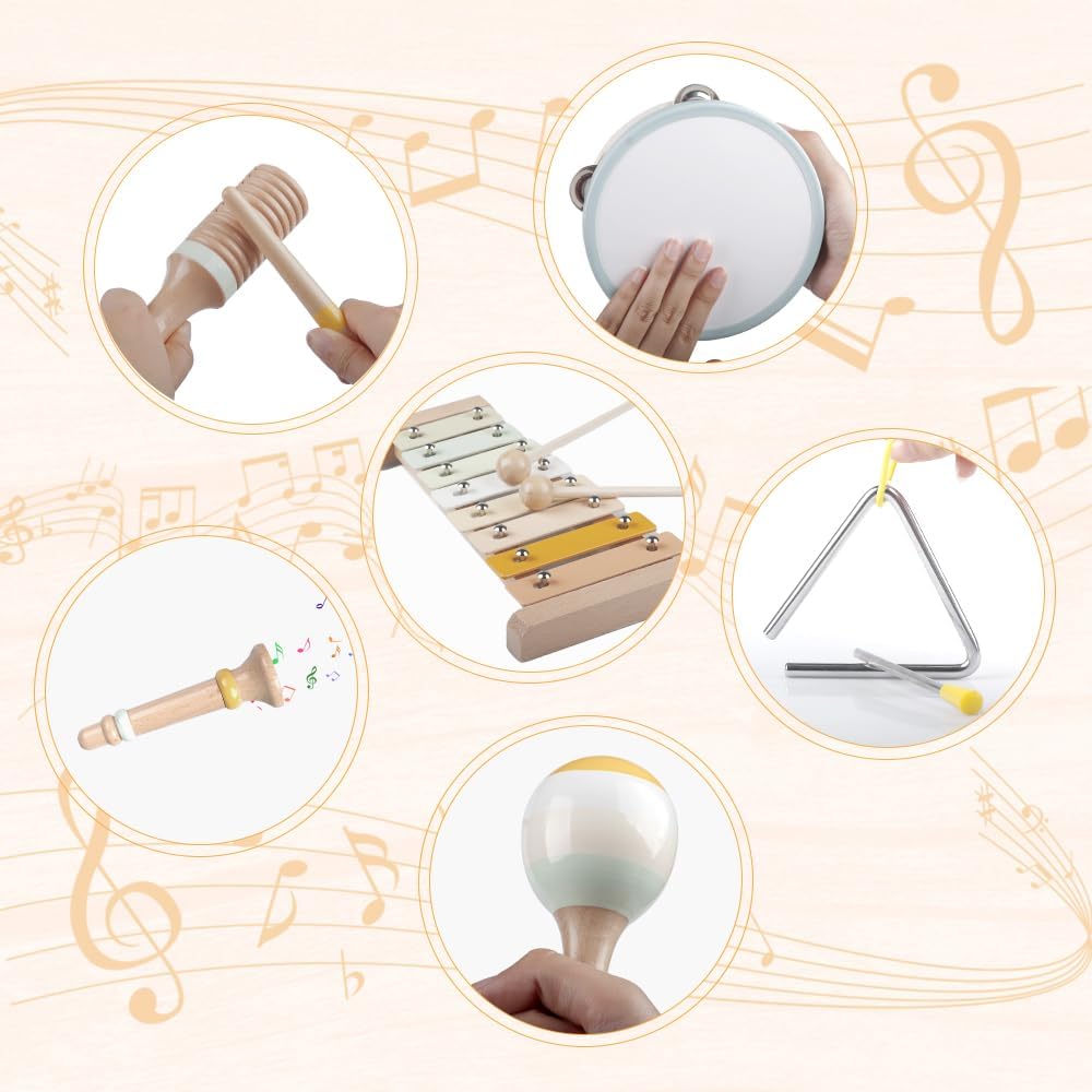 Baby Musical Instruments-Montessori Wooden Toys for Toddlers 1-3