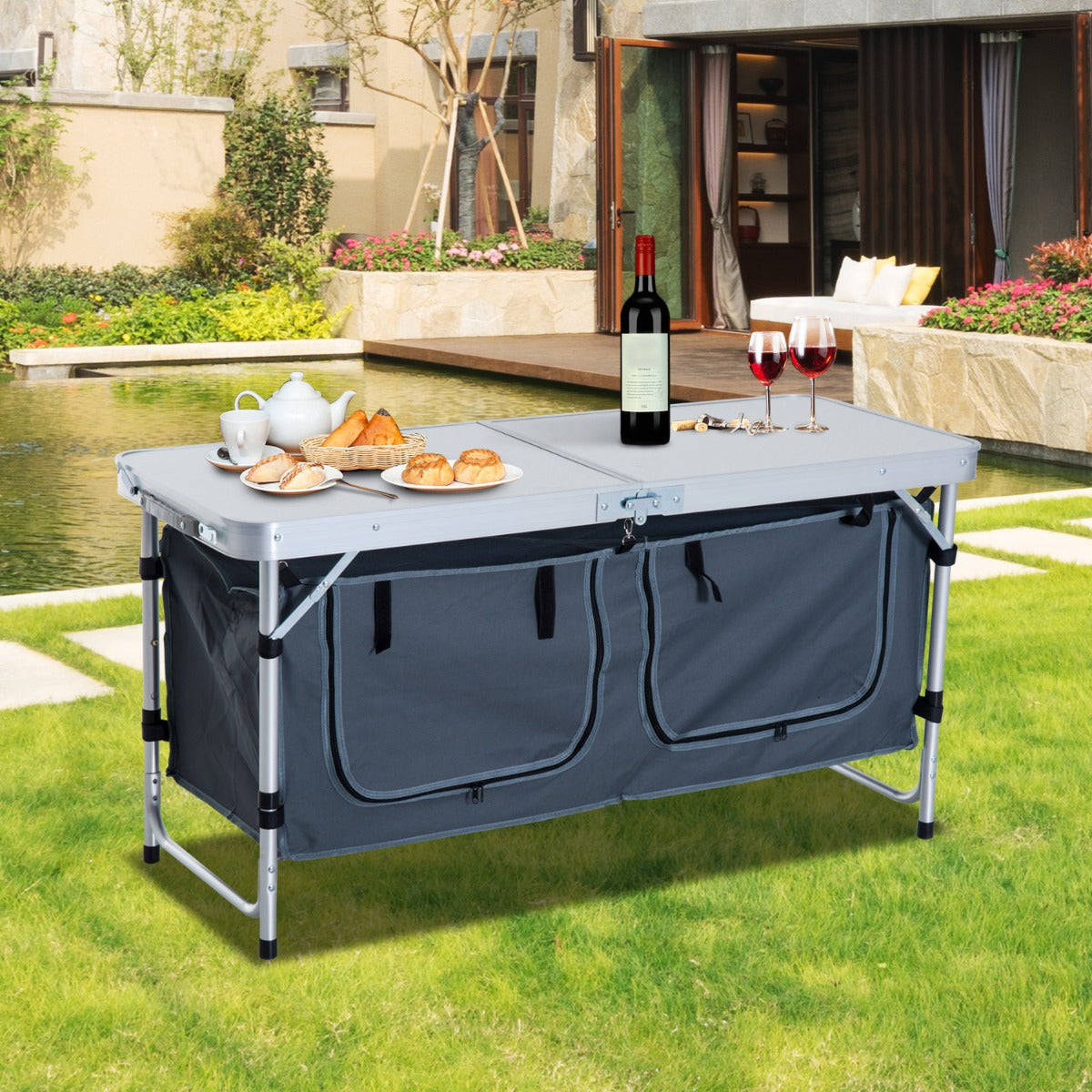 Portable Camping Table - White 680x85x550 mm product view