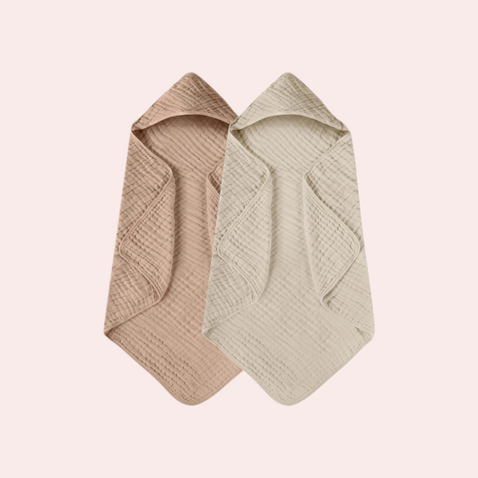 Organic Muslin Hooded Baby Bath Towel - 2 Pack