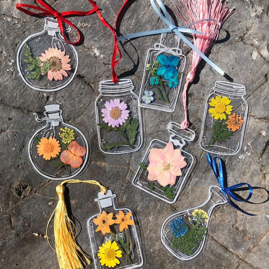DIY Bookmark Set with Pressed Flowers - 30-Piece Collection