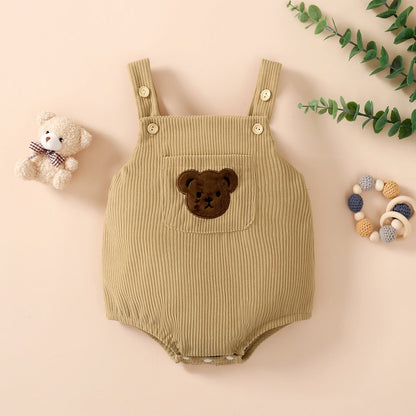 Bear Pocket Ribbed Romper