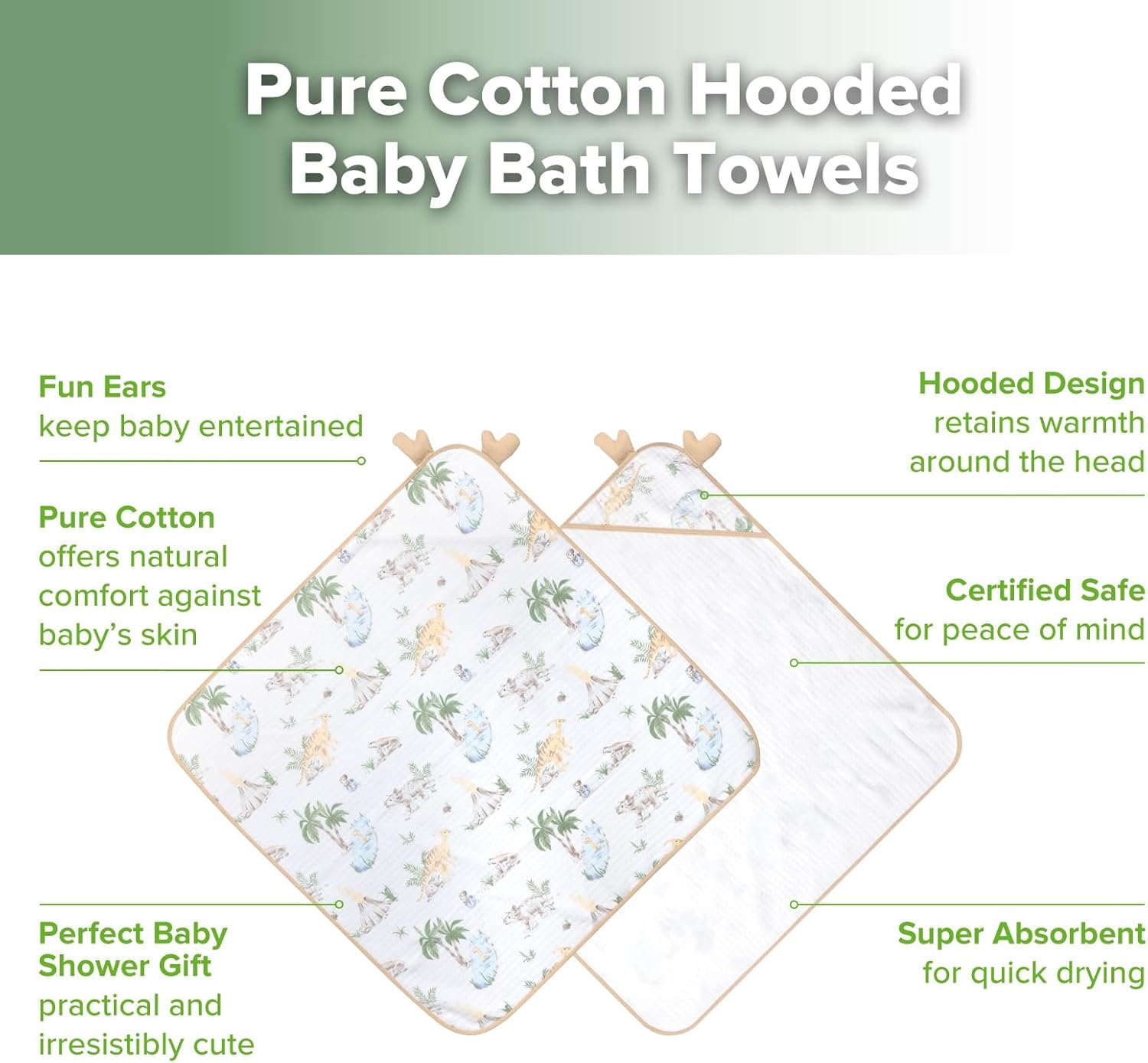 Ultra-Soft & Super Absorbent Cotton Hooded Towels
