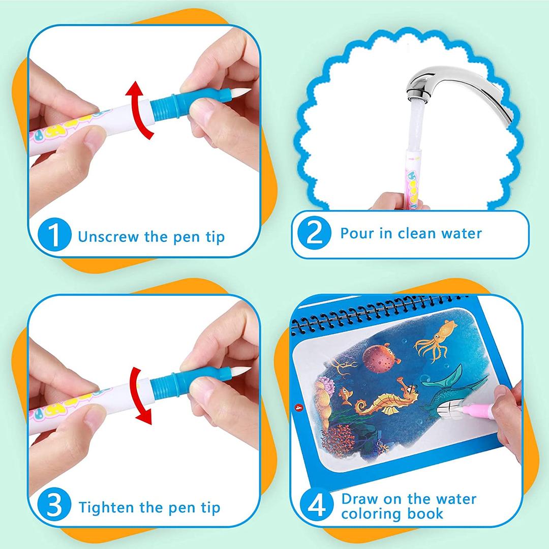 Reusable Mess-Free Magic Water Coloring Book