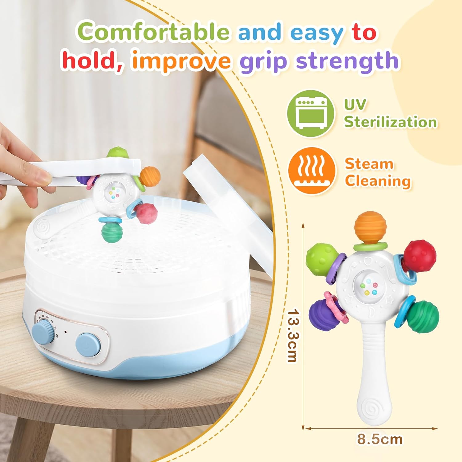 Food Quality Baby Rattle - Teething Ring - BPA - Free