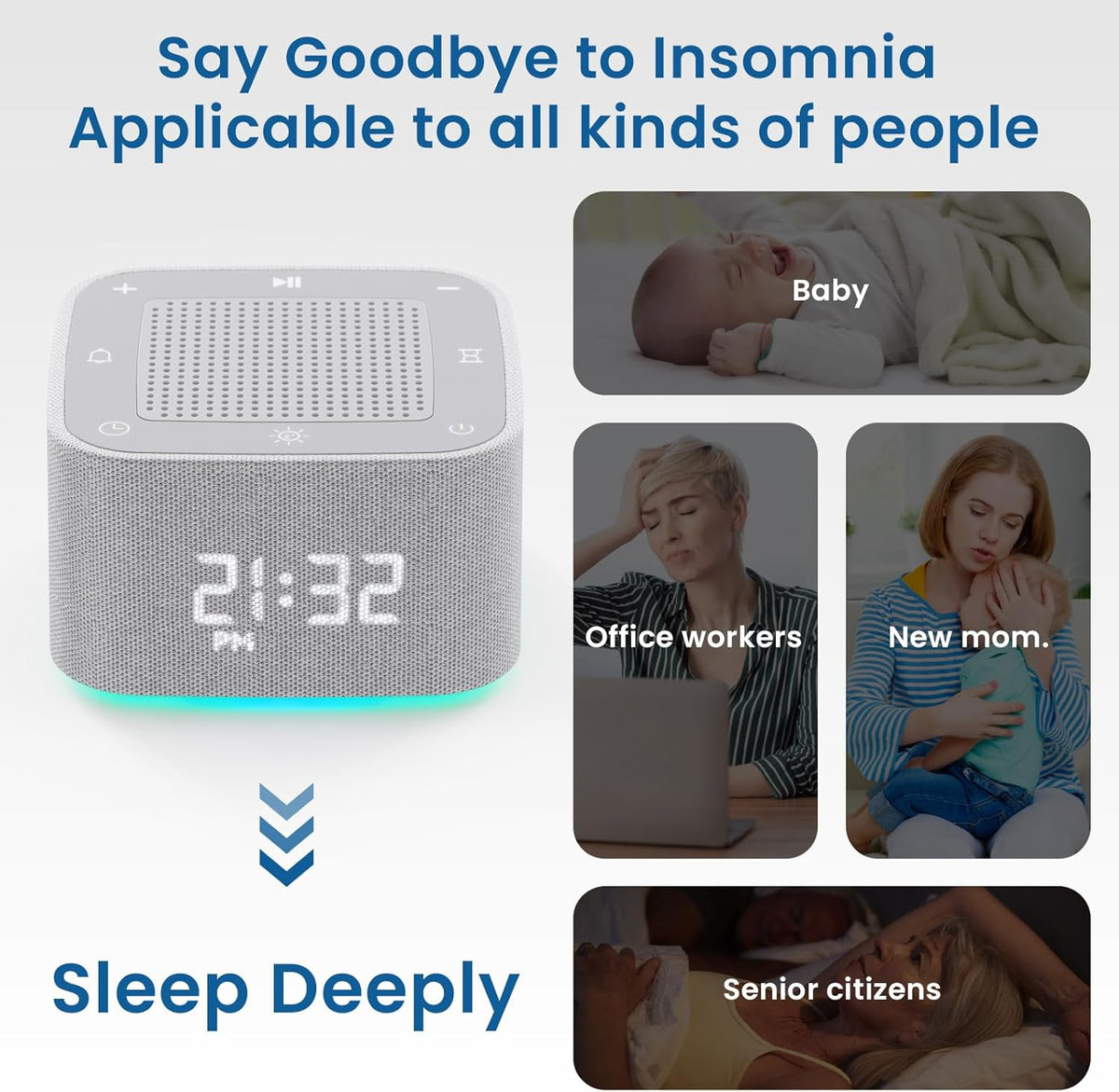 Control White Noise Machine Dimmable Clock product detail