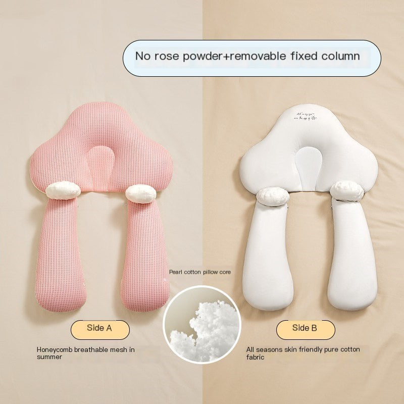 Baby Correction Head Shaping Pillow - Pink white Drawstring style product view
