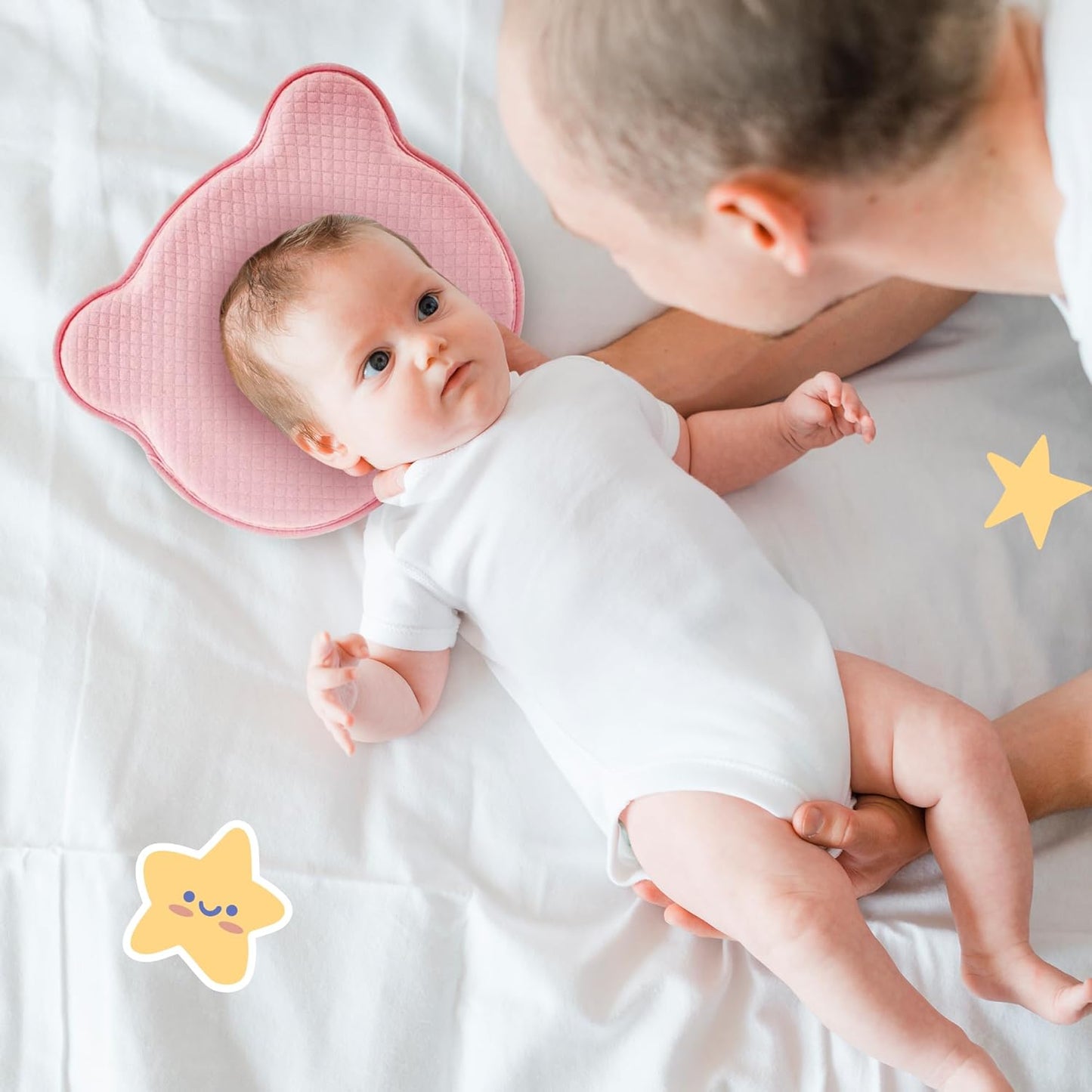 Soft and Breathable Baby Pillow with Memory Foam and Bear Design