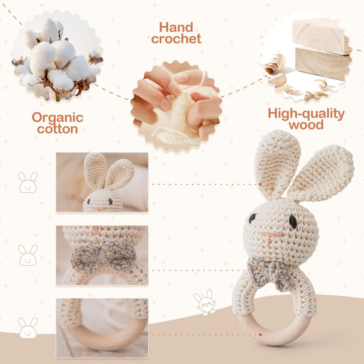 Knitted Rattle - Lion product view