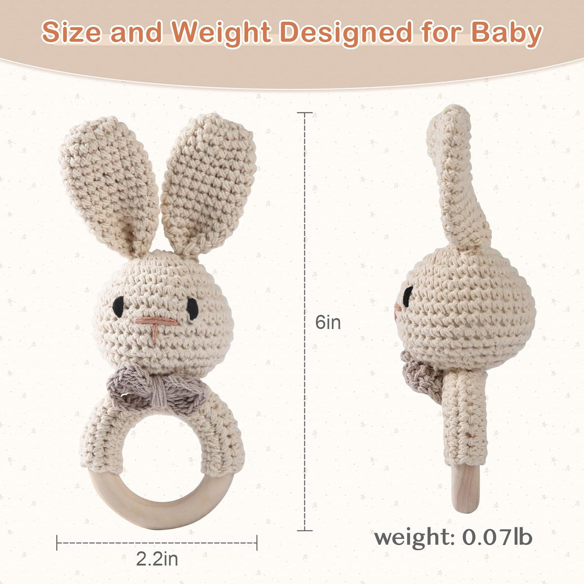 Knitted Rattle - Elephant product view