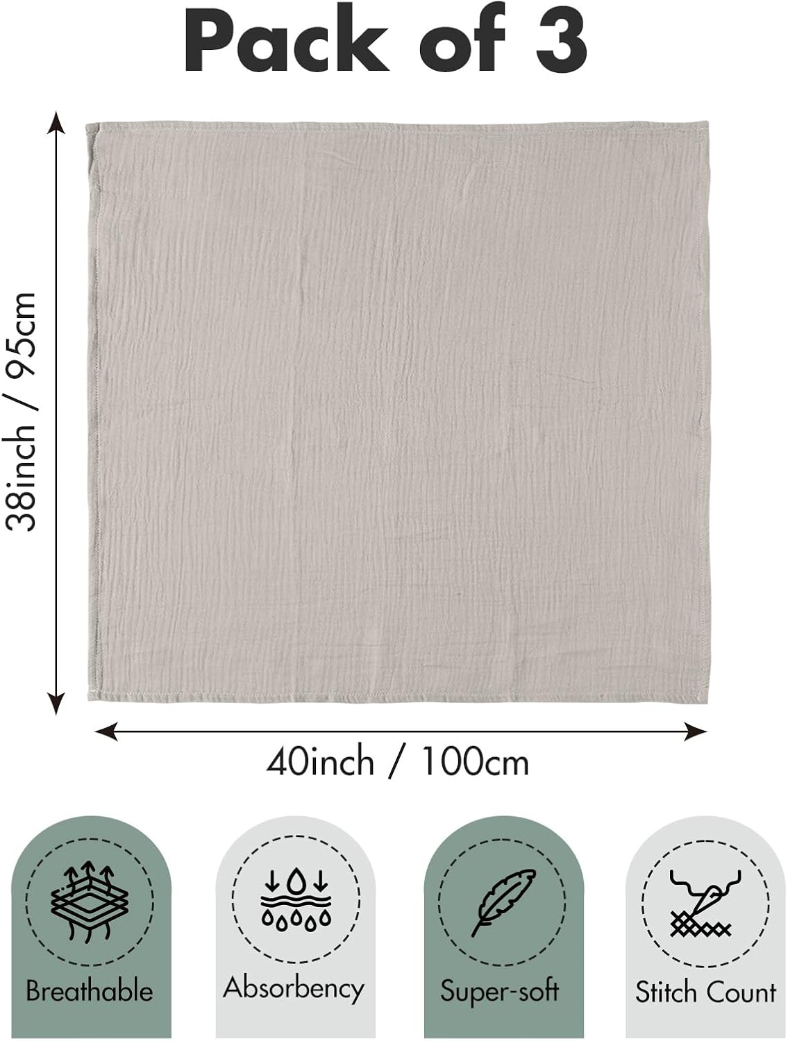 Muslin Swaddle Blankets for Newborn-3 Pack