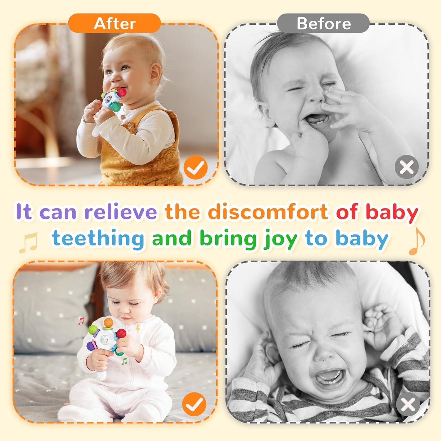 Food Quality Baby Rattle - Teething Ring - BPA - Free