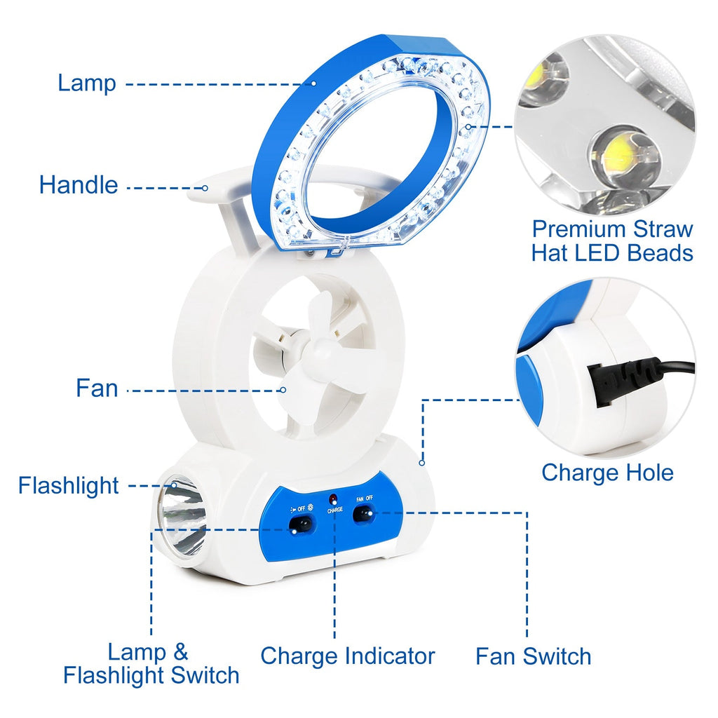 Desk Cooling Fan With 180Degree Adjustable LED Lamp Baby Stroller Fan Emergency Flashlight Torch For Household Camping Traveling