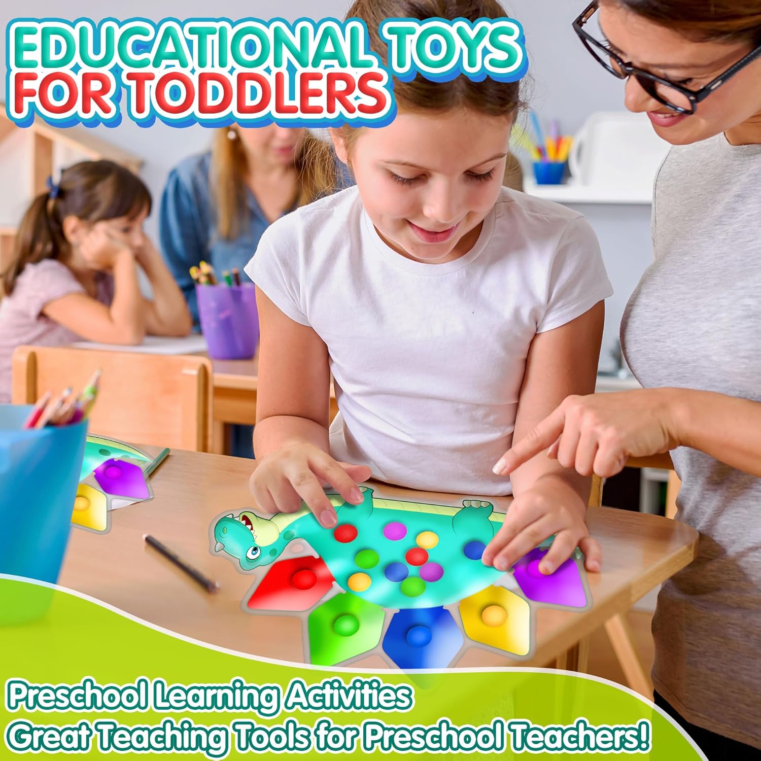 2PC Dinosaur Color Sorting Sensory Toys