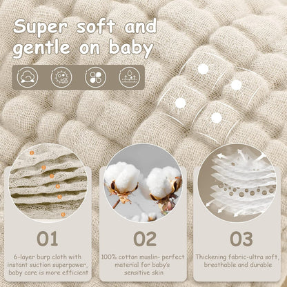 100% Cotton Baby Burping Cloth-6 Pack