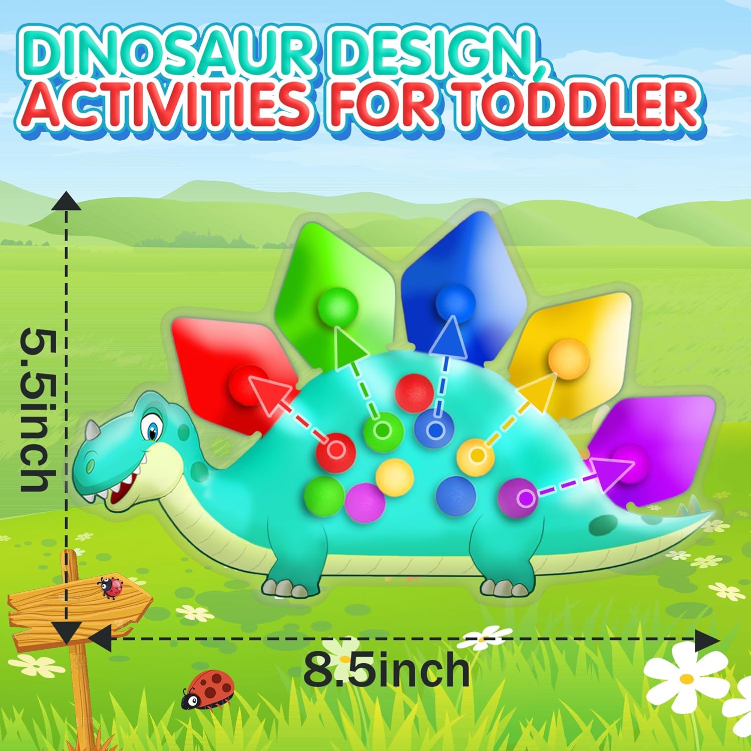 2PC Dinosaur Color Sorting Sensory Toys
