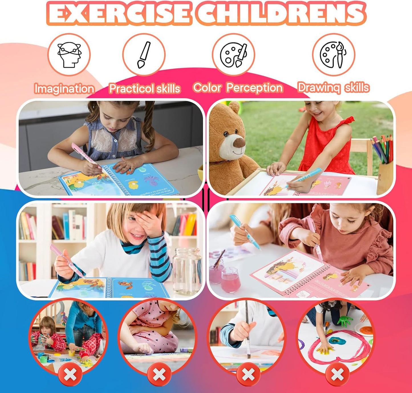 Reusable Water Coloring Book for Toddlers- 6 Pack