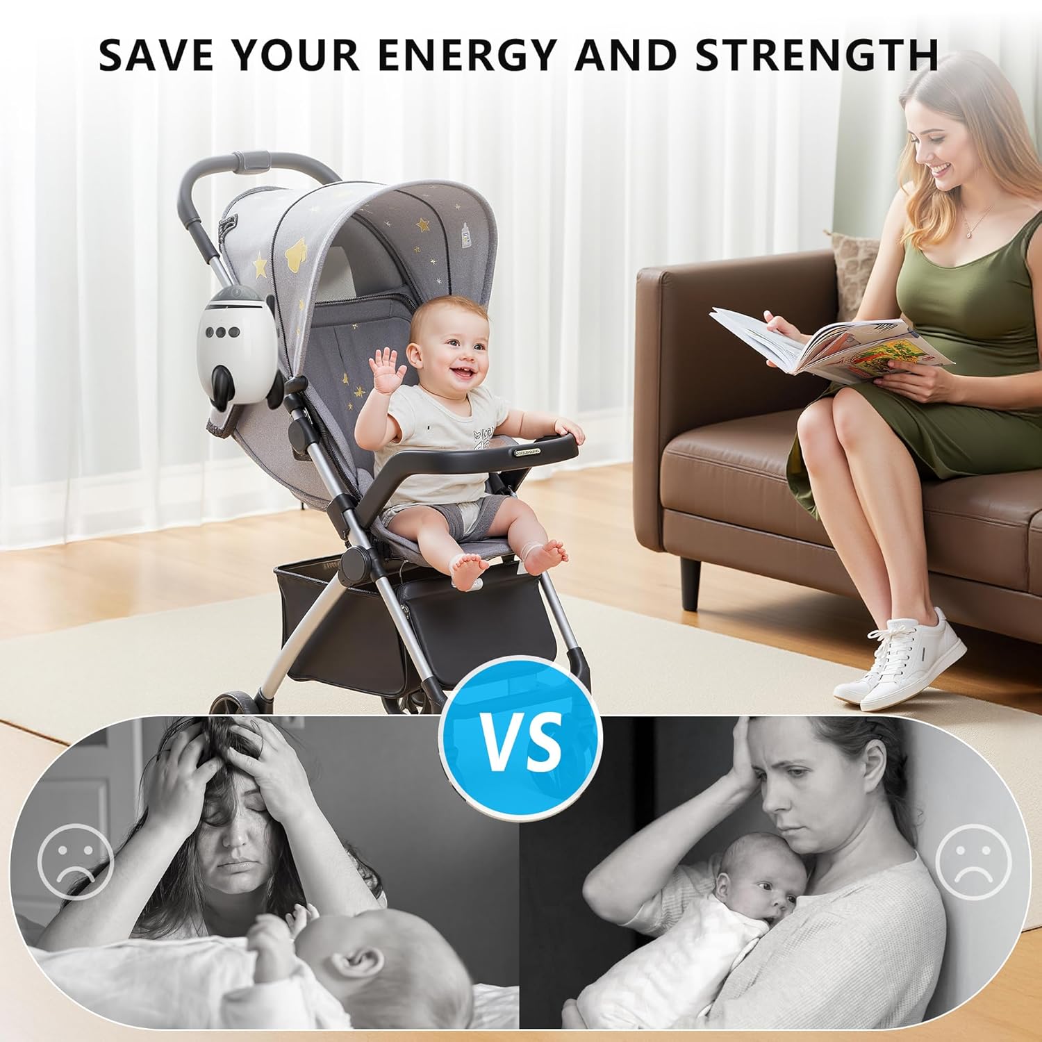 Baby Vibrating Soother Gently Rocks Any Stroller or Pram