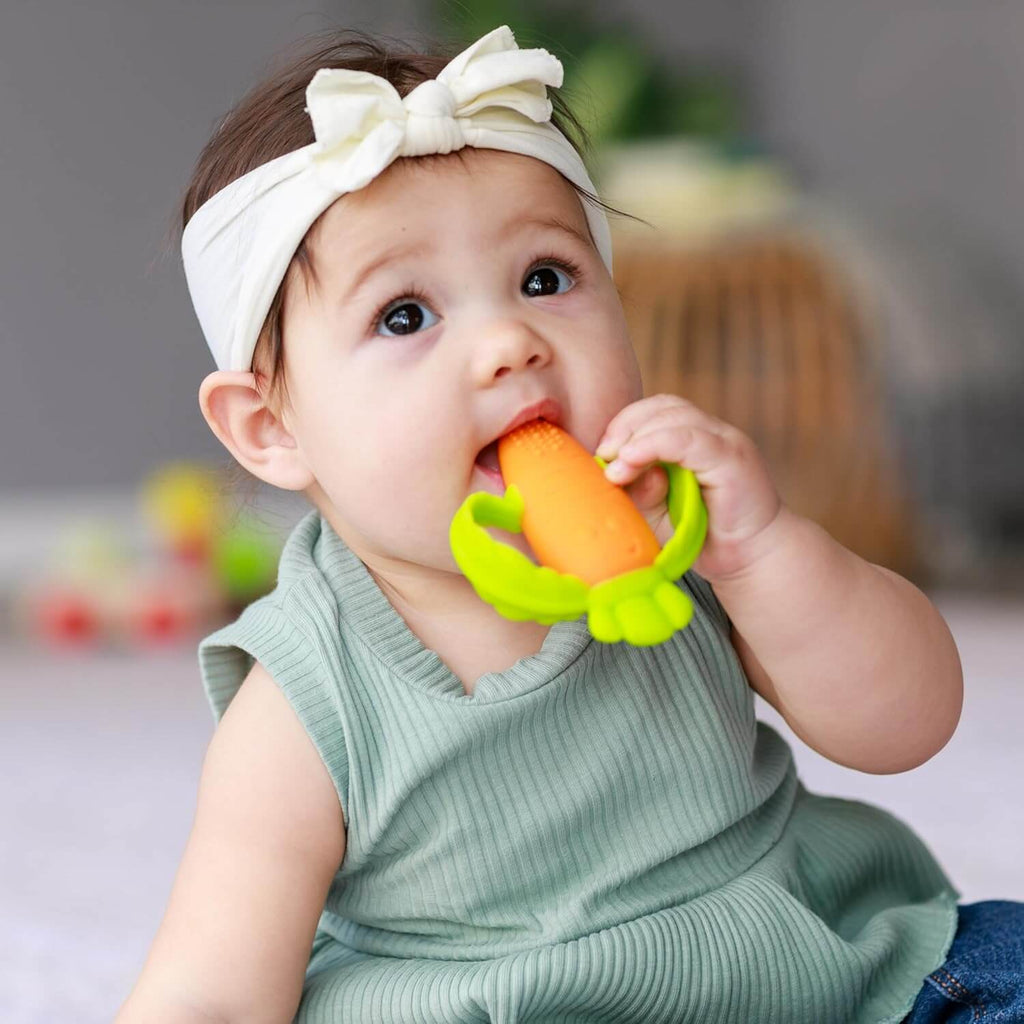 Carrot Textured Silicone Baby Teether