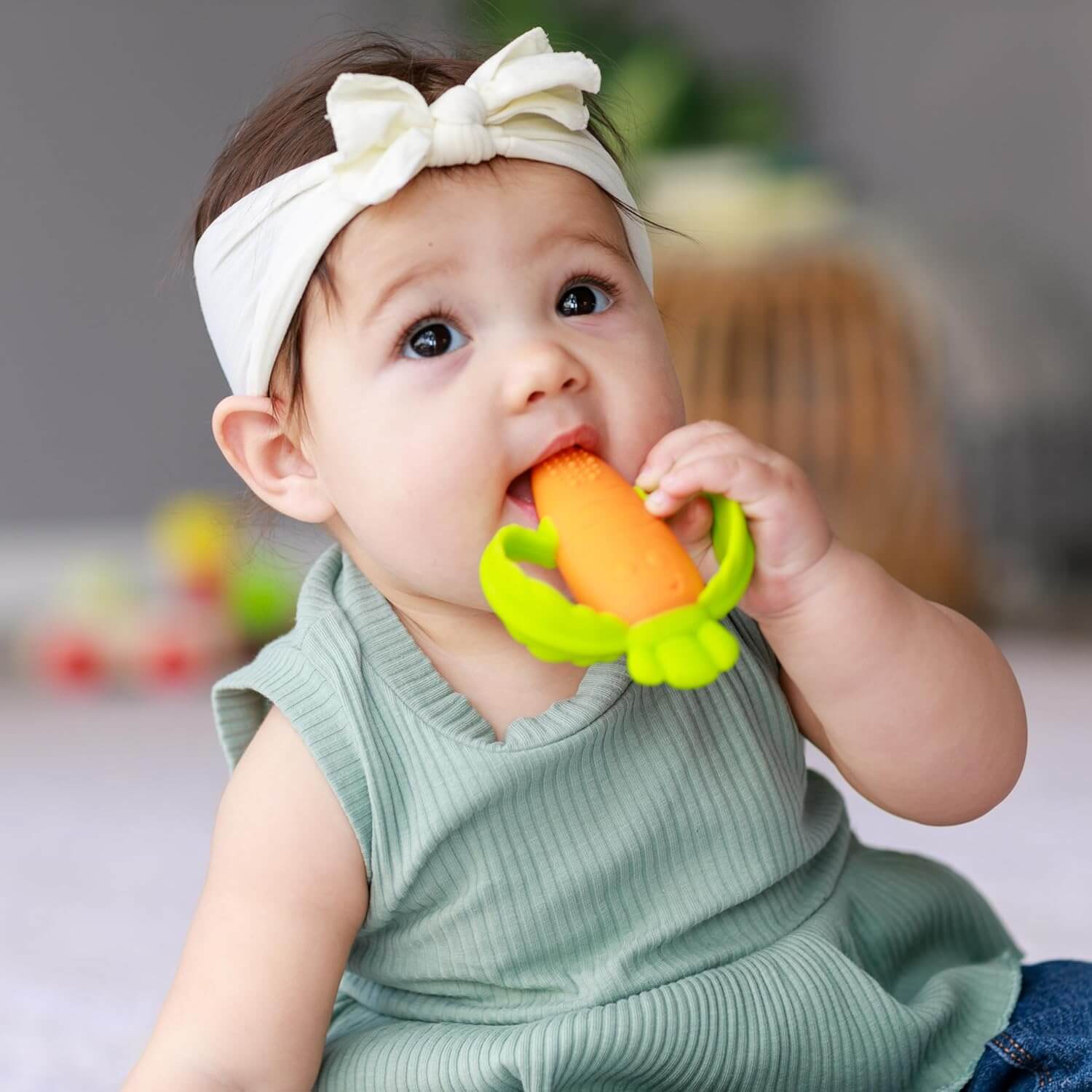 Carrot Textured Silicone Baby Teether