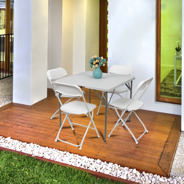 4 Pieces Of White Injection-molded Classic Style Patio Plastic Folding Chairs
