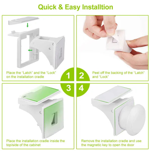 Magnetic Cabinet Safety Locks (4-Pack)