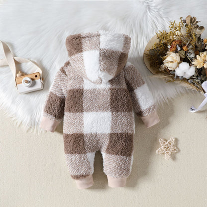 SnuggleCharm™ Premium Plaid Fleece Romper