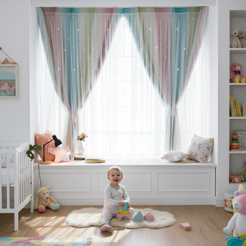 Dreamy Star Curtain – No Drilling Needed