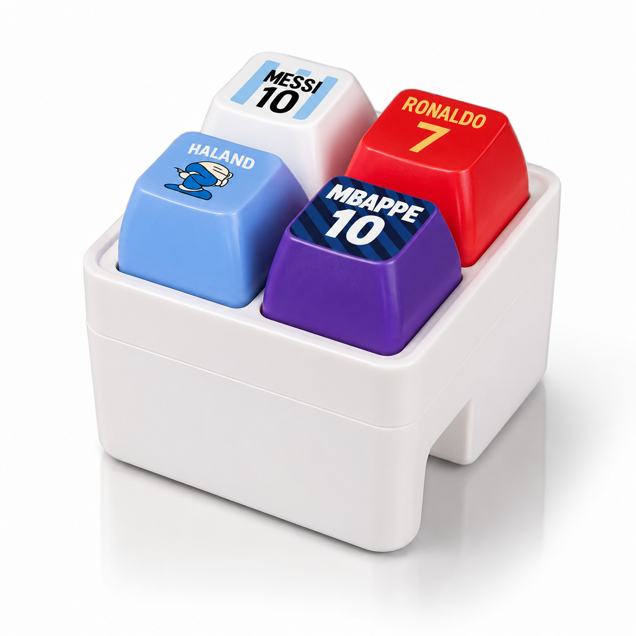 Football Star Sound & Light Button Toy – Ronaldo, Messi, Mbappé & Haaland Fan Desk Game and Soccer Gift