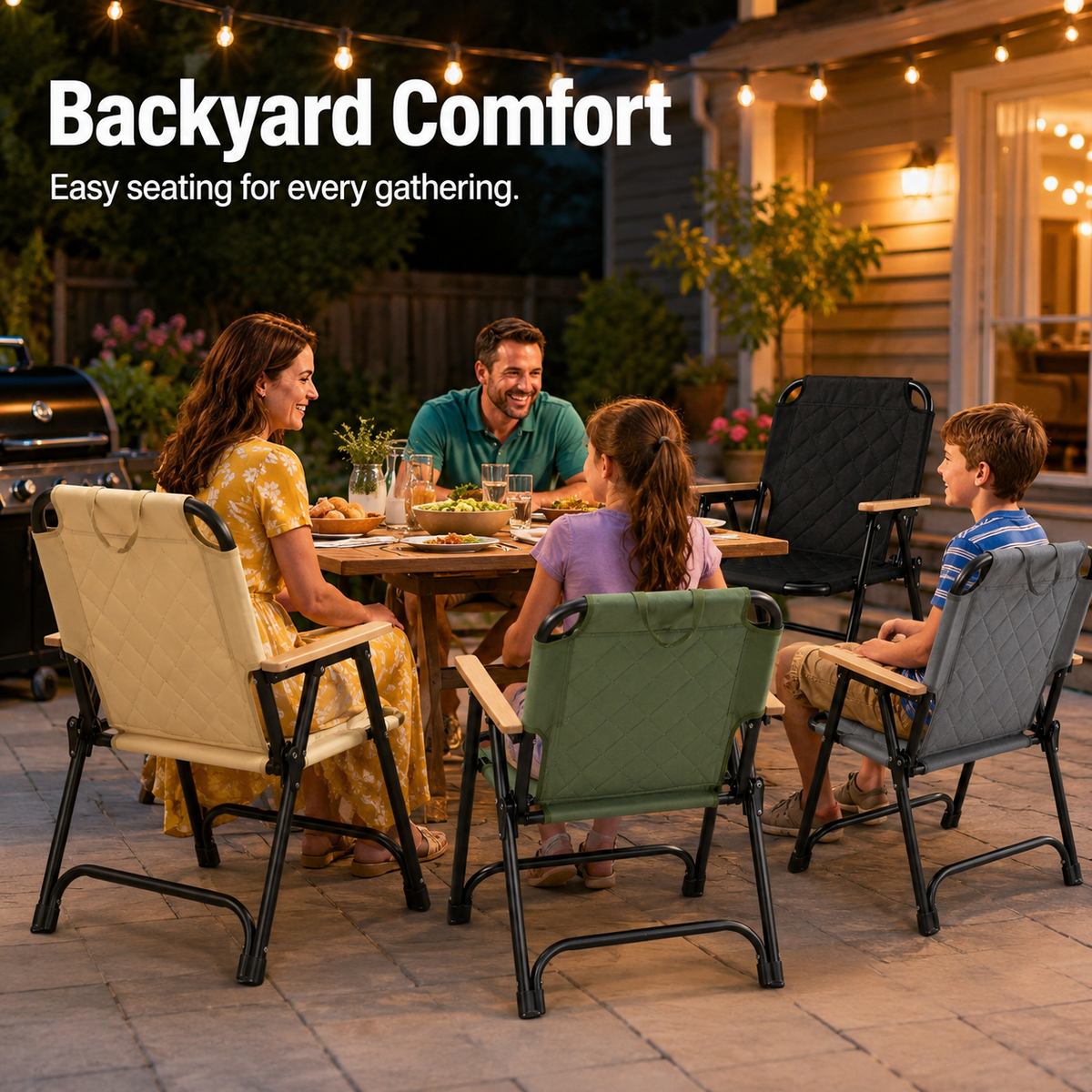 Foldable Camping Chair Wooden Armrests Reinforced product detail