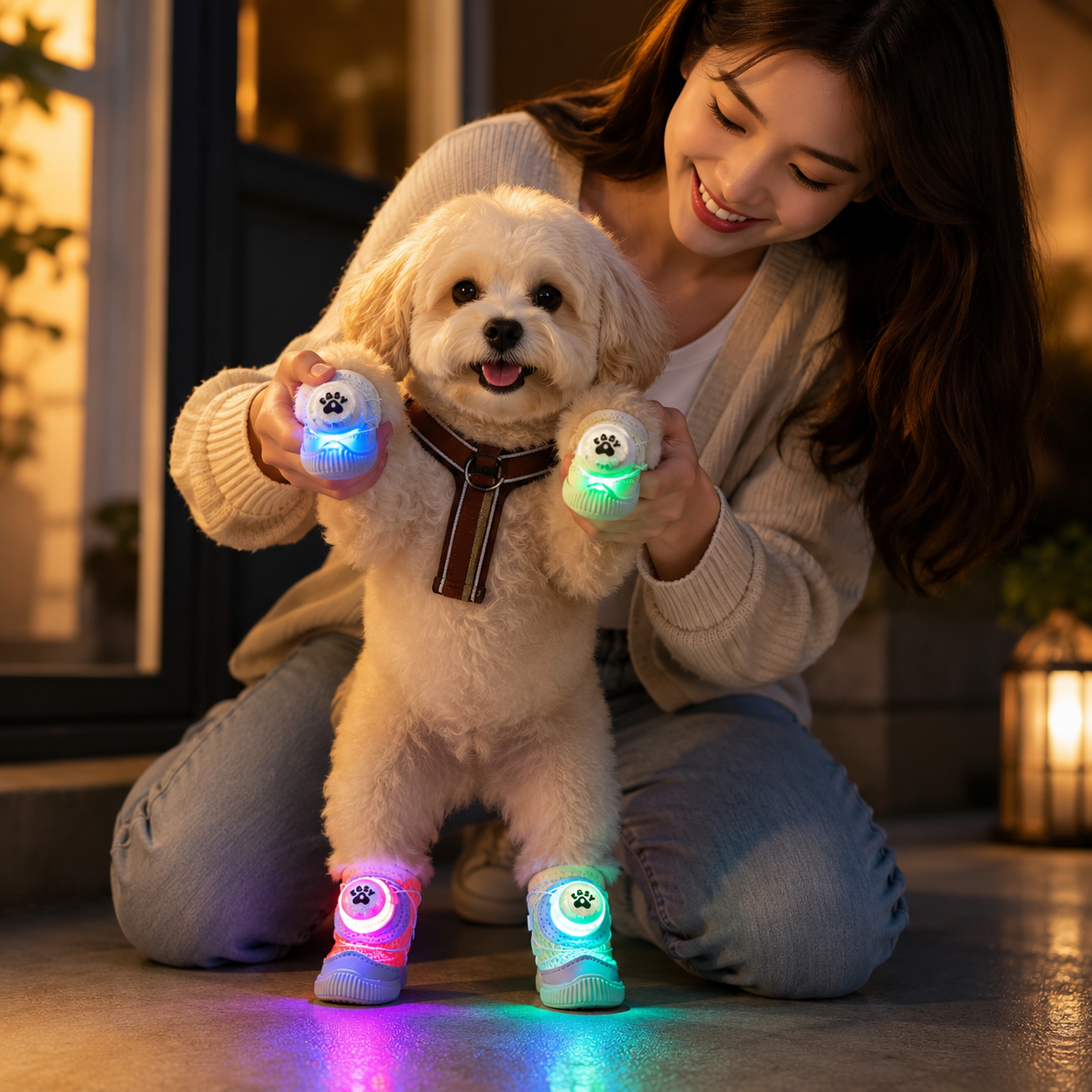Light-Up Dog Shoes for Small Dogs – Breathable LED Pet Boots
