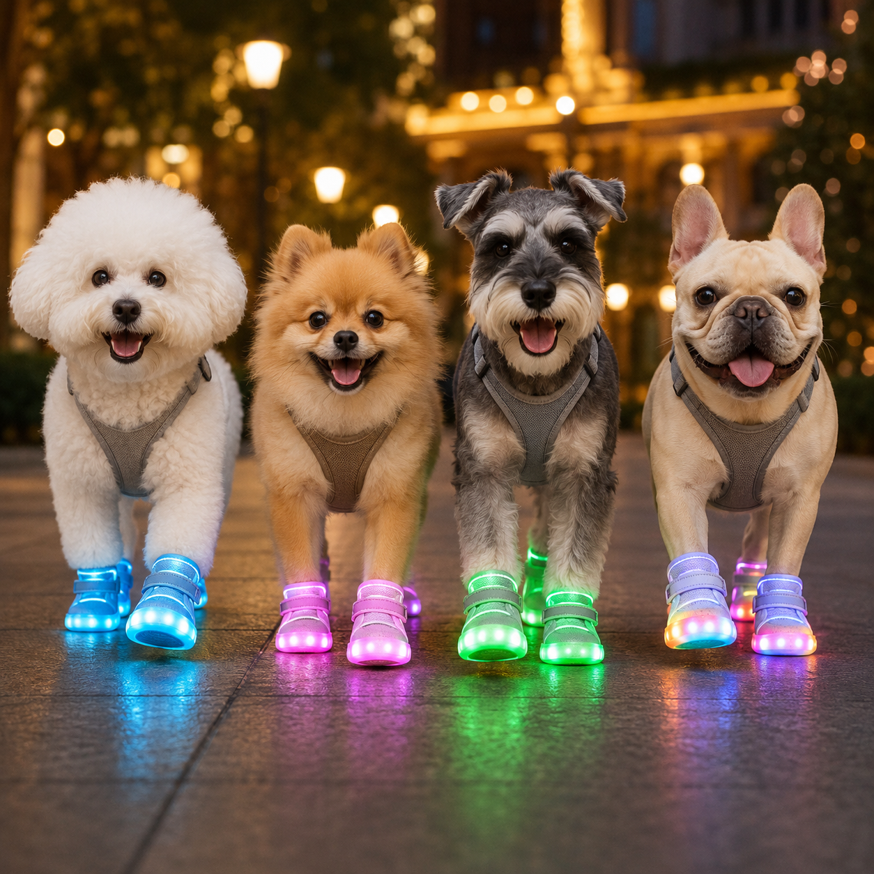 Light-Up Dog Shoes for Small Dogs – Breathable LED Pet Boots
