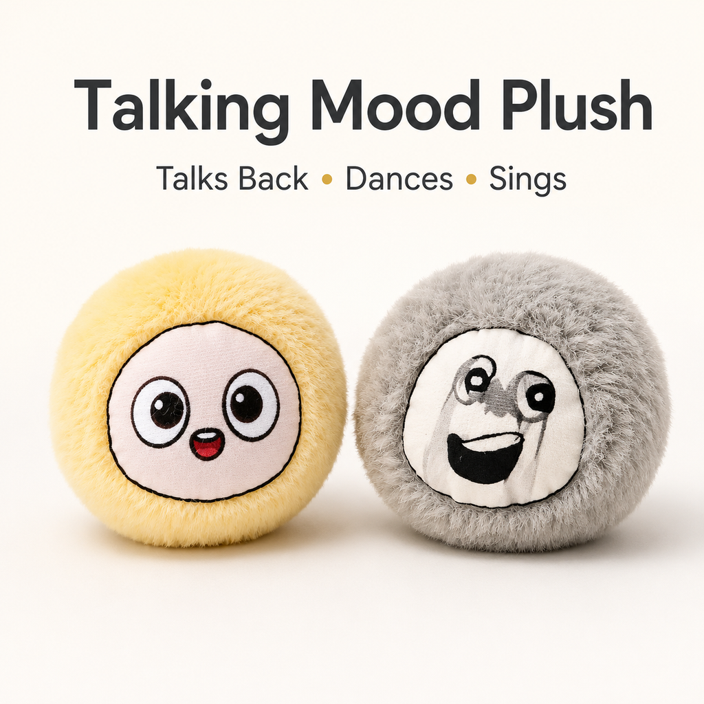 Talking Dancing Mood Plush Toy, Voice Repeating Interactive Plush Buddy, Vibrating Singing Plush Ball, Funny Soft Gift Toy for Kids, Family, Desk & Bedroom