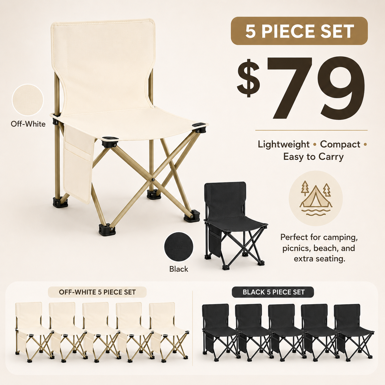 Outdoor Portable Folding Stool Camping Collapsible Foot Stool Hiking Beach Travel Picnic Fishing Seat Tools Ultralight Picnic