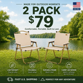 2 Pack Folding Camping Chair, Lightweight & Portable Beach Chairs Armchairs, Perfect for Festivals, Fishing, Picnic and Hiking, Black