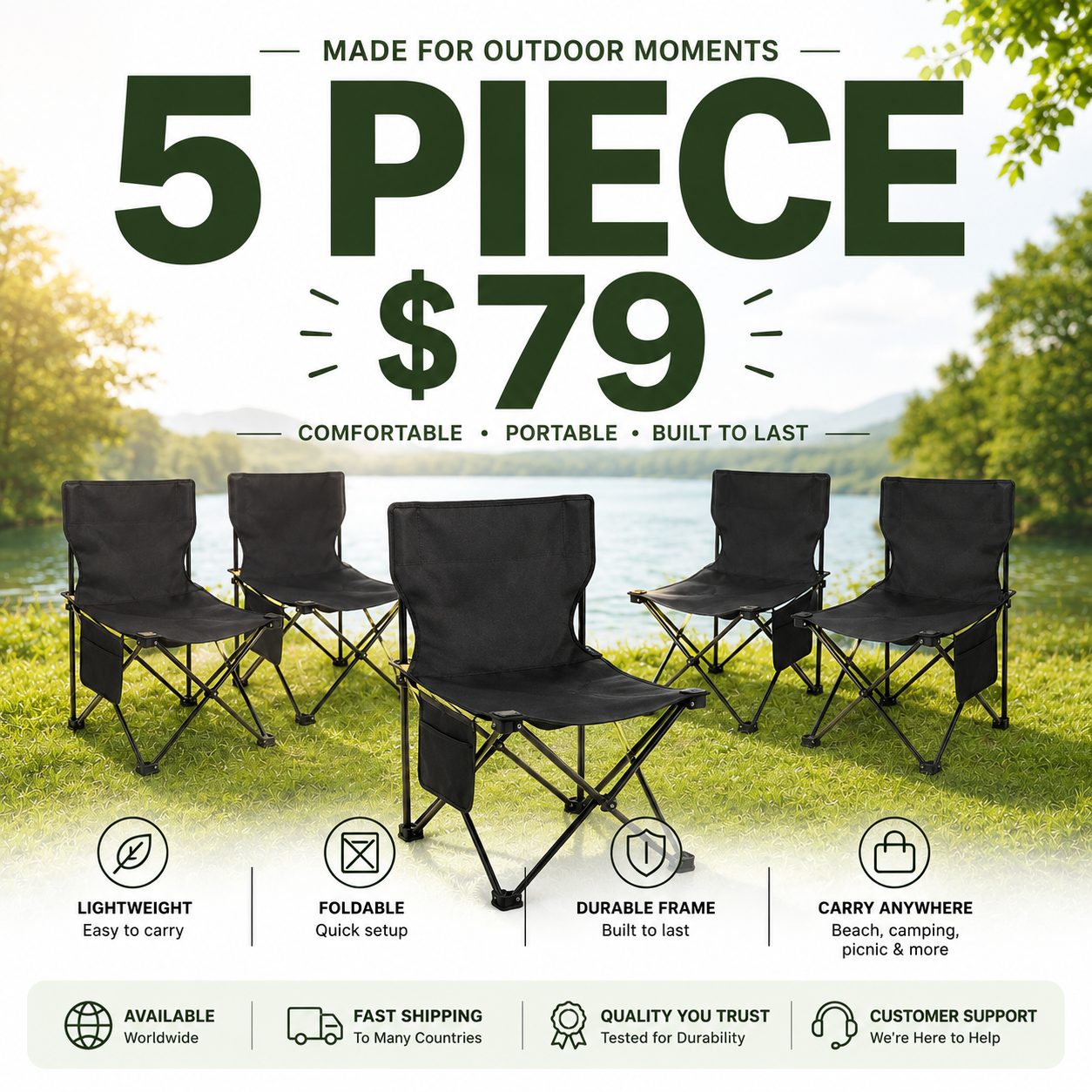 Outdoor Portable Folding Stool Camping Collapsible Foot Stool Hiking Beach Travel Picnic Fishing Seat Tools Ultralight Picnic